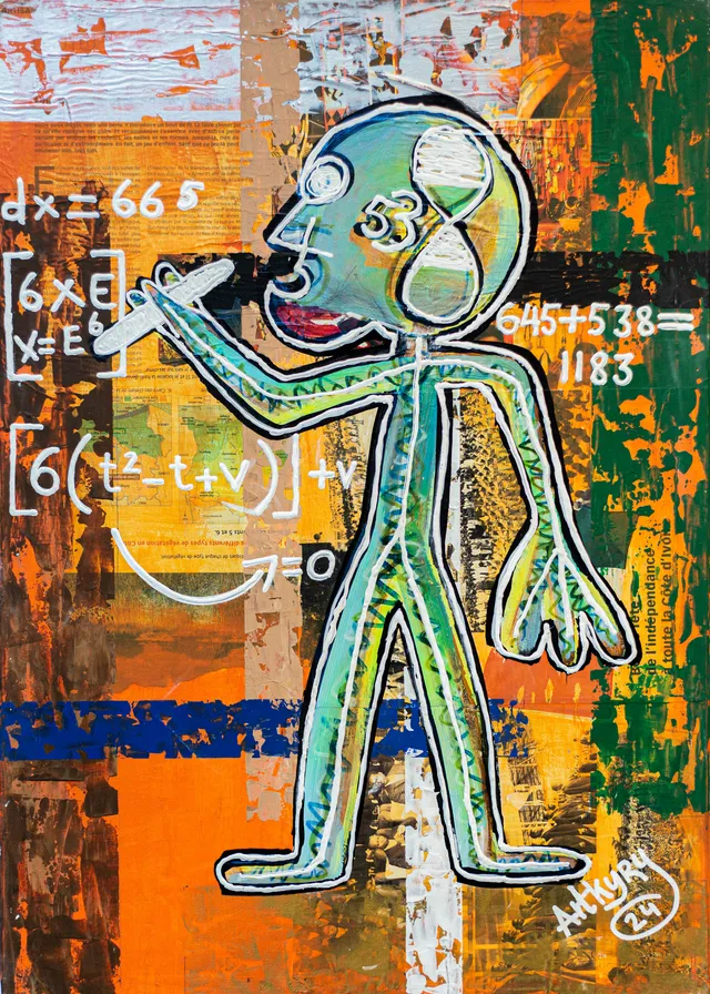 « Calcul mental », acrylique sur toile, 50 × 70 cm, 2024 — œuvre d'Artkyry
