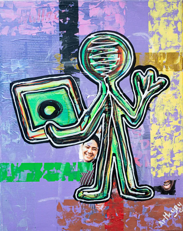 « La technologie », acrylique sur toile, 40 × 50 cm, 2024 — œuvre d'Artkyry