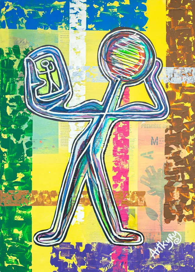 « Le problème ne sort pas sur la photo », acrylique sur toile, 50 × 70 cm, 2024 — œuvre d'Artkyry