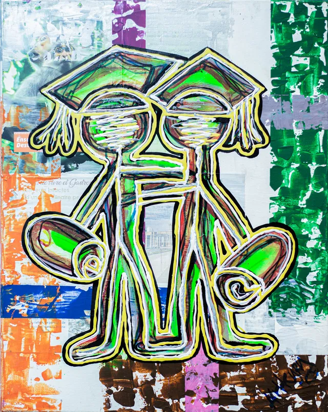 « Les diplomates », acrylique sur toile, 40 × 50 cm, 2024 — œuvre d'Artkyry