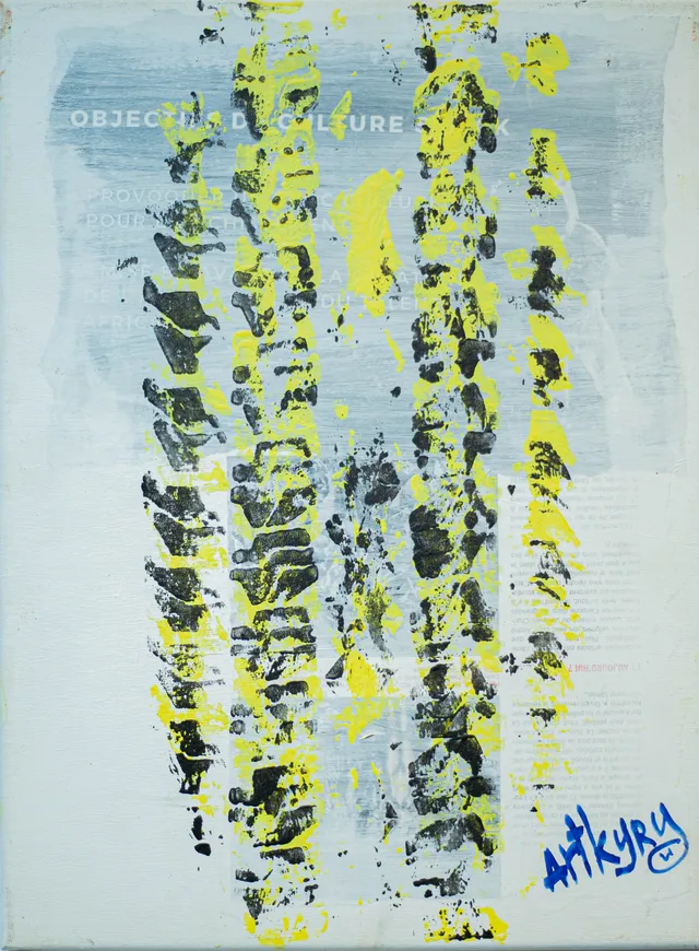 « Les empreintes de mon parcours II », acrylique sur toile, 30 × 40 cm, 2024 — œuvre d'Artkyry