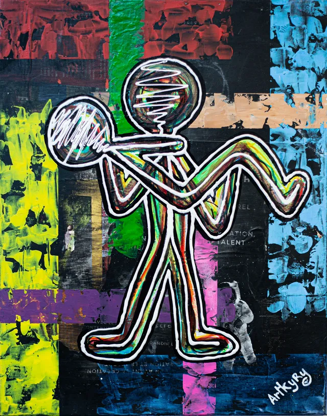 « Sauve-toi avant de sauver quelqu'un », acrylique sur toile, 40 × 50 cm, 2024 — œuvre d'Artkyry